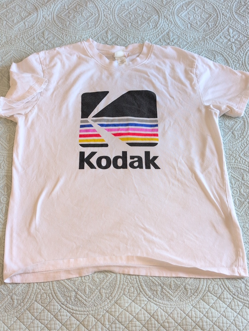 Kodak Light Pink Tee with Multicolor Stripe Logo